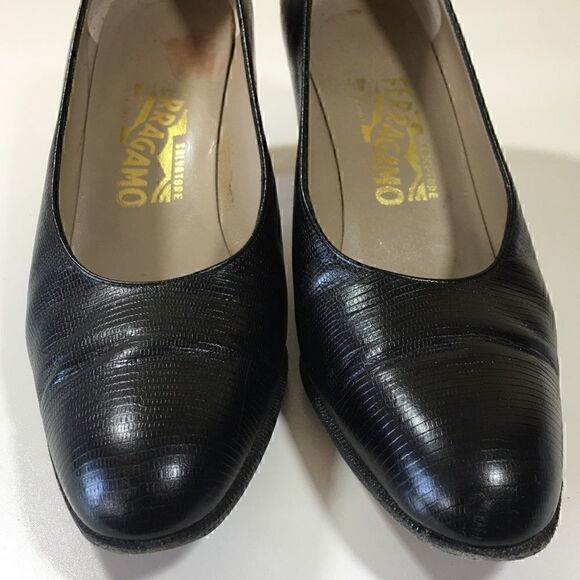 SALVATORE FERRAGAMO NILLA 8.5 AA lizard leather pumps - Picture 4 of 8